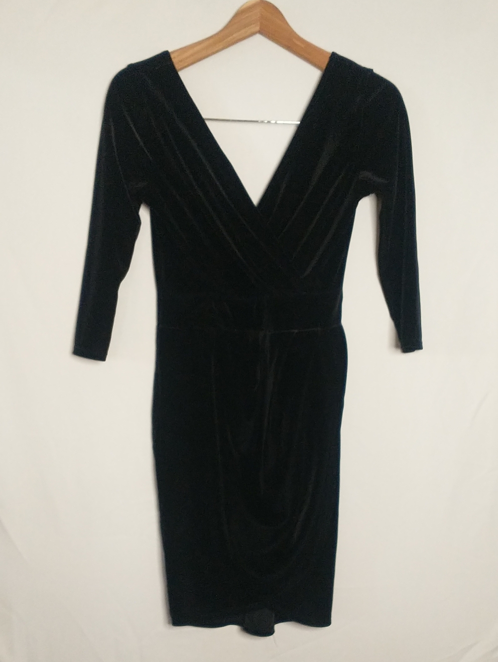 Women's Black Velvet Witchy Wrap-Style Dress Small